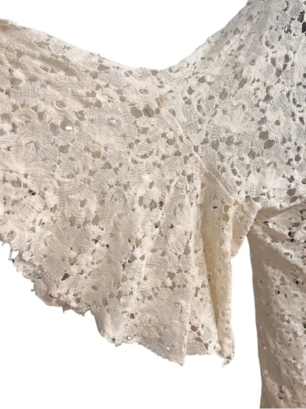 Free People (intimates) Cream Lace Open-Front Kimono Cardigan/ Robe Size M